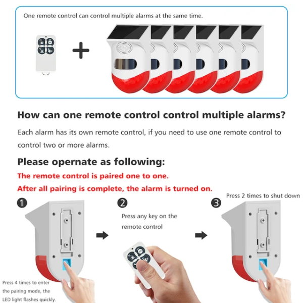 Alarme sonore à infrarouge solaire pour extérieure – Image 3
